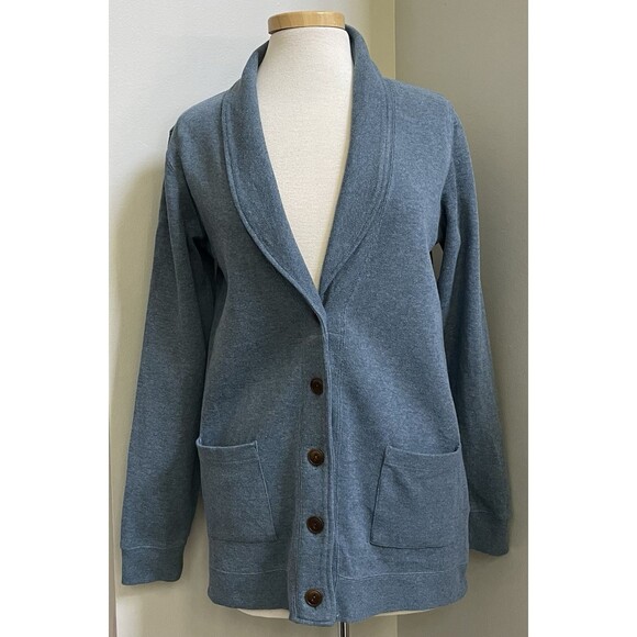 Orvis Small Shawl Neck Button Pocket Cardigan Blue Oversized - Picture 1 of 7